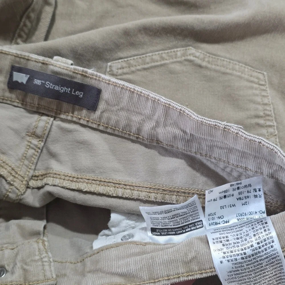 Levis 505 Straight Leg Corduroy Pants‎ Tan Khaki Mens 31x32 5-Pocket Trousers